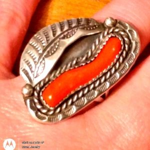 Red Coral Native American Ring